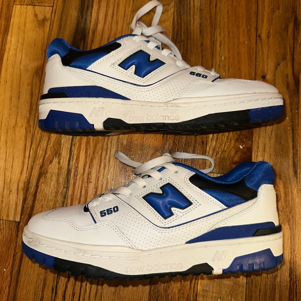 New Balance White and Blue 650 Sneakers